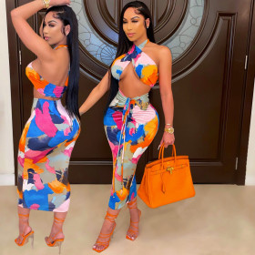 Floral sexy wrap skirt suit SSD2103