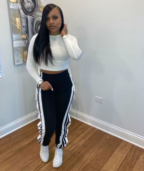 Sports Contrast High Waist Drawstrinig Long Pants DN8556