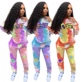 Fashion Letter Printed Long Sleeves Hooded Sweater With Trousers Two Pieces Sets OMM1193
