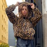Winter Warm Printed Zipper Long Sleeves Hooded Sweater T0B3901A
