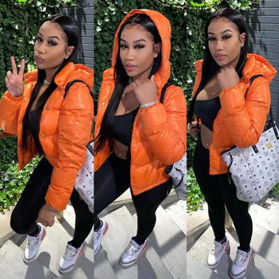 Winter Solid Color Long Sleeves Hooded Short Jacket GLS8062