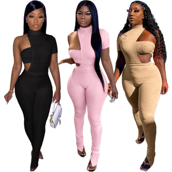 Asymmetrical pit strip wrapped chest three-piece suit with split trousers GL6337