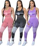 Fashion printed vest and trousers yoga suit R6416