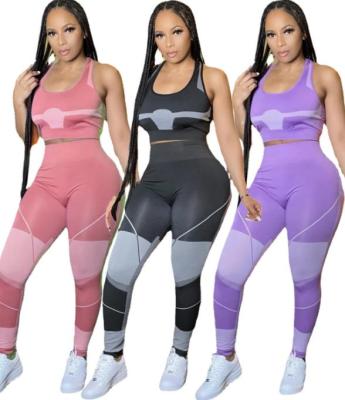 Fashion printed vest and trousers yoga suit R6416