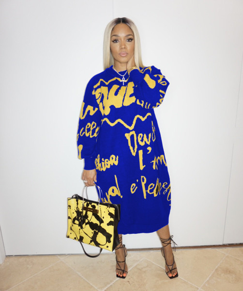 Casual Letter Printed Round Neck Long Sleeves Loose Midi Dress ALS136-2