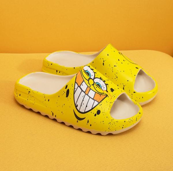 Graffiti Fish Mouth Slippers Womens Thick Bottom Sponge & Baby Sesame Street Couple Pattern Slippers