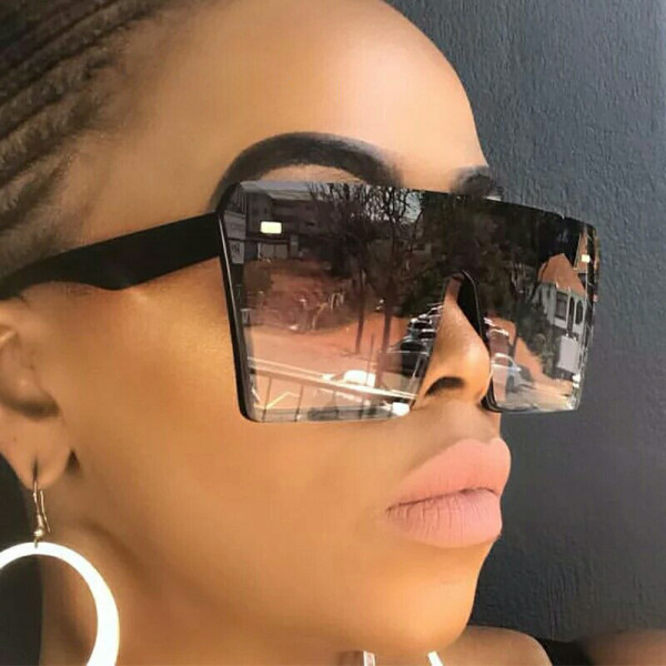 Large frame square rice nail one-piece sunglasses KD18038