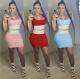 Womens fashion casual sexy solid color stitching nightclub style slim waistcoat two-piece skirt SM91