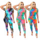 Spring and summer tie-dye burnt flowers casual two-piece suit trousers AMM8230