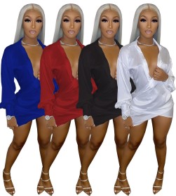 Womens Sexy Nightclub Deep V Low Cut Dress Oil Ding Dress AA5225