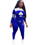 Fashion Pattern Printed Long Sleeves Hooded Sweater With Drawstring Trousers Two Piece Sets LY5870