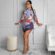 Sexy Pattern Printed Long Sleeves Drawstring Mini Dress ZS8367