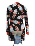 Fashion Printed Round Neck Long Sleeves Short Pants Button titching Jumpsuit DM8711