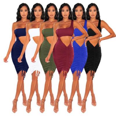 Casual drawstring nightclub sexy dress Womens clothing FM2026