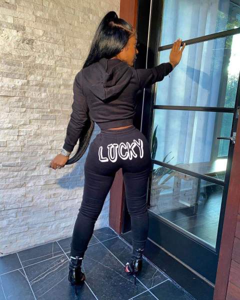 Fashion Letter Printed Zipper Long Sleeves Hooded Cardigan With Drawstring Trousers Two Piece Sets K