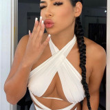 Cross halter tube top vest T0A3606W