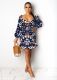 Womens fashion suspenders sexy striped printed dress women R6384