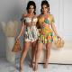 Chiffon Wrapped Chest Two Sets D8437
