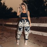 Fashion High Waist Strappy Long Pants BN7132