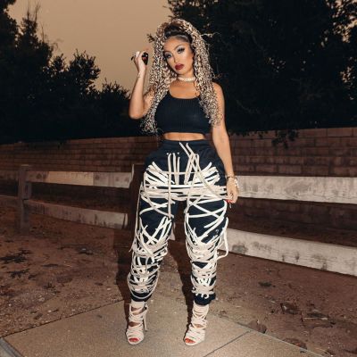 Fashion High Waist Strappy Long Pants BN7132