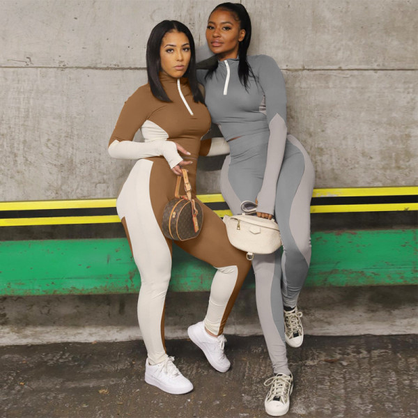 Womens new color matching high waist buttocks sports yoga suit S0B3815W