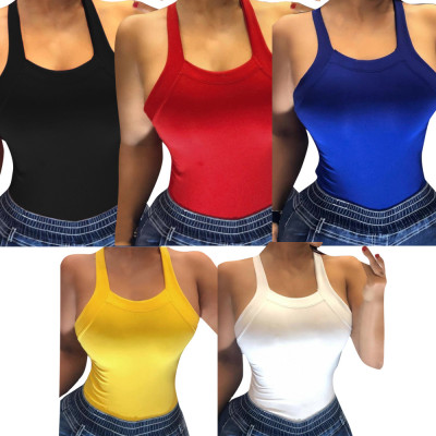 Sexy Solid Color Suspender Backless Mini Skinny Vest ZC3772