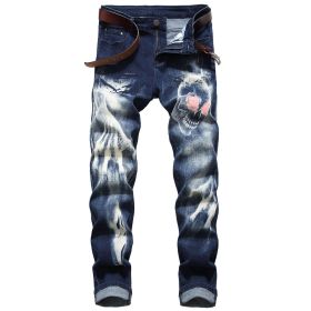 Personality 3D Pattern Printed Stretch Slim Men Jeans TX915