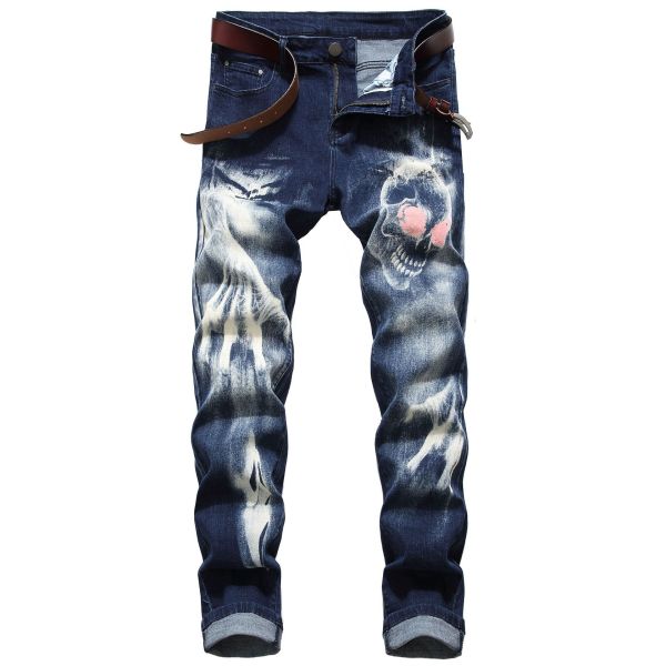 Personality 3D Pattern Printed Stretch Slim Men Jeans TX915