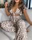Ruffled knotted short sexy top and high-waist printed wide-leg pants suit OYM640626959526-03