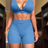 V-neck vest five-point pants sports yoga suit two-piece suit S093265