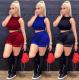 Womens fashion casual solid color vest shorts mesh stitching side split sports two-piece suit SM9159
