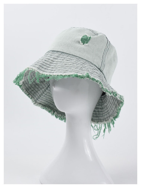 Hat female color hole denim fisherman hat Korean casual wild fringe basin hat tide couple sunscreen