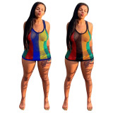 Spot mesh breathable printed dress printed dress F8220