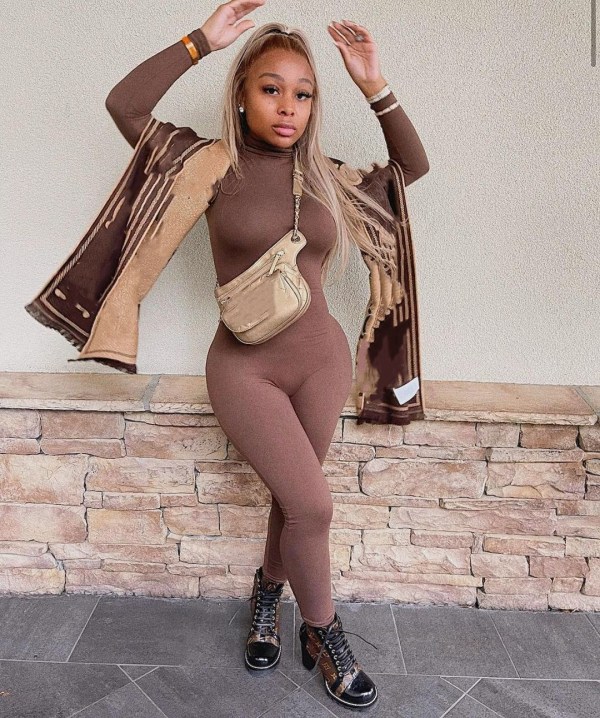 Women's plain-color jumpsuit plus fleece skinny slim-fit jumpsuit FF1067