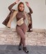 Women's plain-color jumpsuit plus fleece skinny slim-fit jumpsuit FF1067