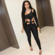 Womens sexy hollow open back one-shoulder high waist skinny sports casual jumpsuit K21Q00827
