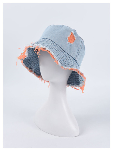 Hat female color hole denim fisherman hat Korean casual wild fringe basin hat tide couple sunscreen