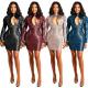 Sexy Sequins Hollow Out Long Sleeves Mini Skinny Dress FM1127A