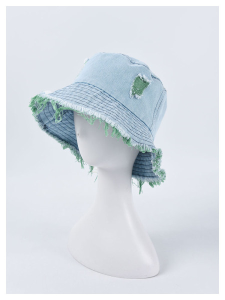 Hat female color hole denim fisherman hat Korean casual wild fringe basin hat tide couple sunscreen