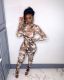 Fashion Printed Round Neck Long Sleeves Skinny Jumpsuit  TC056