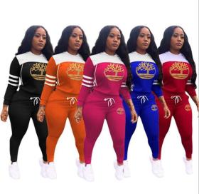 Two-piece sports and leisure set with bronzing pattern MN068