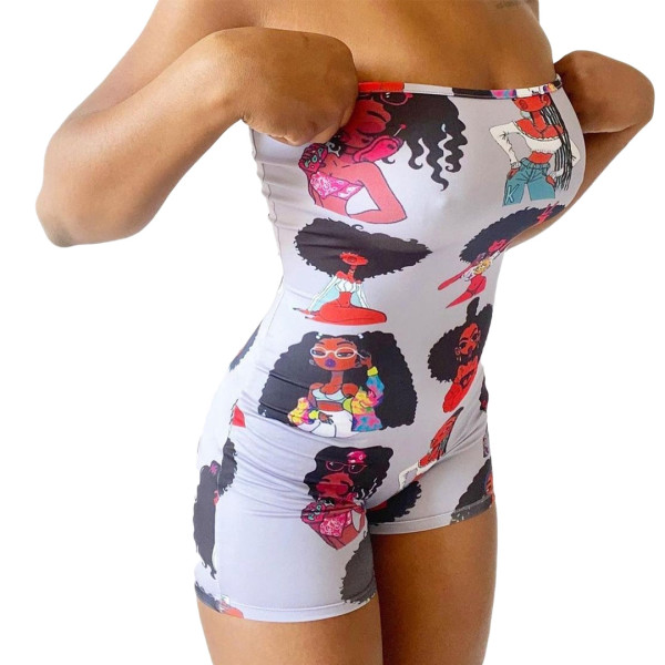 Fashion Print Sexy Wrapped Jumpsuit Shorts AW5840
