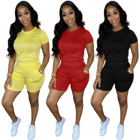 Fashion casual sexy T-shirt cotton two-piece suit MN9289