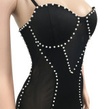 Nightclub dress small sling bag hip sexy mesh short skirt X5047