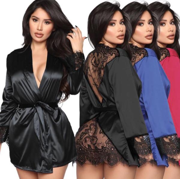 Sexy Lace Stitching Long Sleeves Lace-Up Shirt ZSC0364