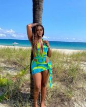 Women's summer sexy printed one-piece swimsuit suit 2-piece set FFD1096 Women's summer sexy printed one-piece swimsuit suit 2-piece set FFD1096