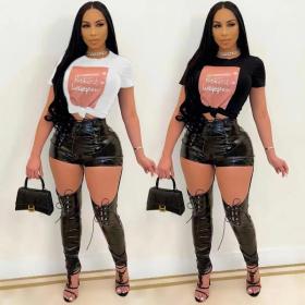 Sexy loose short sleeve round neck pullover T-shirt TM8017