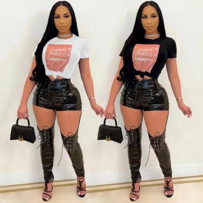 Sexy loose short sleeve round neck pullover T-shirt TM8017