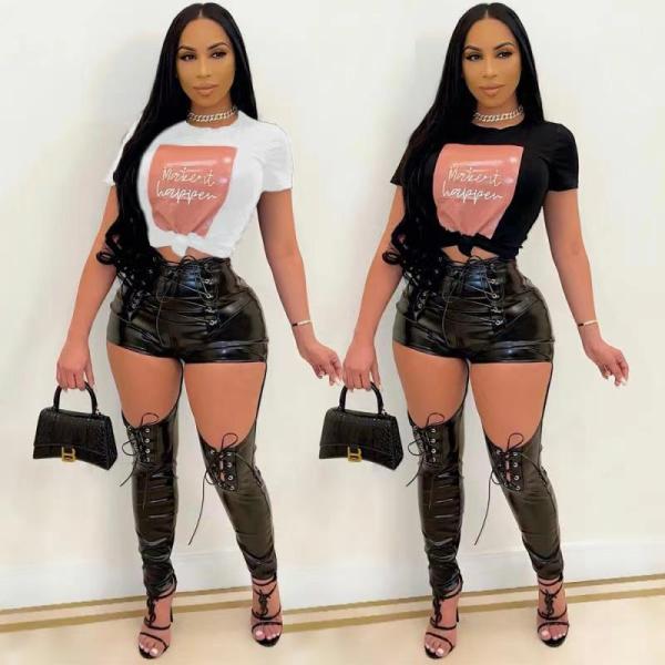 Sexy loose short sleeve round neck pullover T-shirt TM8017