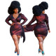 Plus Size Sexy V-Neck Long Sleeves Irregular Mini Dress  YF1427